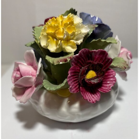 Aynsley Floral Arrangements Multicolored Hand Modelled Painted Blue Yellow Pink - Picture 4 of 9